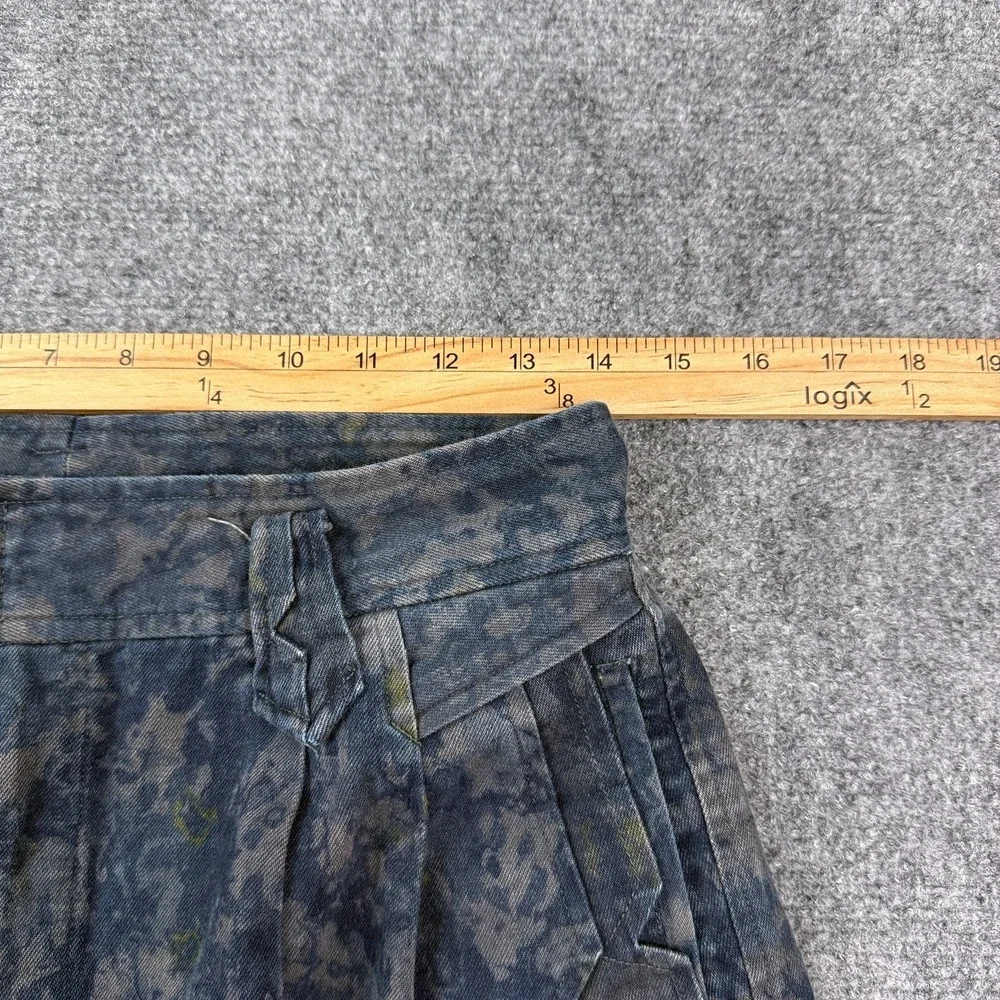 Vintage Mens House Pleated Pants Mens Blue Gray Marbled Print Talon Zip Tapered